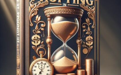 a book with a time clock and hourglass with the title The Ultimate Guide to Proffing Without Spending a Dime