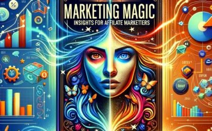 A poster with an image of a two faced woman with the words Mastering the two faced Marketing Magic.