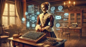 A-hyper-realistic-high-resolution-image-of-a-woman-in-elegant-Victorian-attire-inspired-by-the-1840s-standing-confidently-at-a-wooden-desk