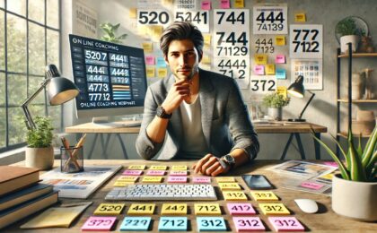 An-image-of-a-confident-individual-sitting-at-a-modern-desk-covered-in-colorful-sticky-notes-with-numbers-like-520-741-444-7129-an-example-of-manifestation-codeS