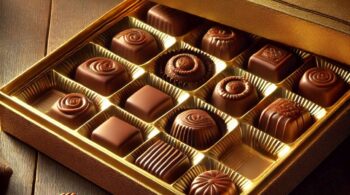 A gold-wrapped box of premium chocolates with one piece missing, representing the power of irresistible branding.